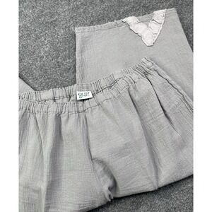 Oh My Gauze Pants Cropped Women's 3 Wide Leg Pull On Light Gray